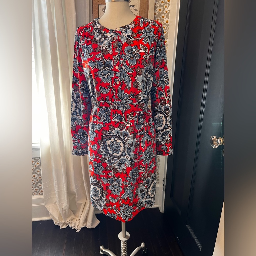 Red Floral Long-Sleeve Dress